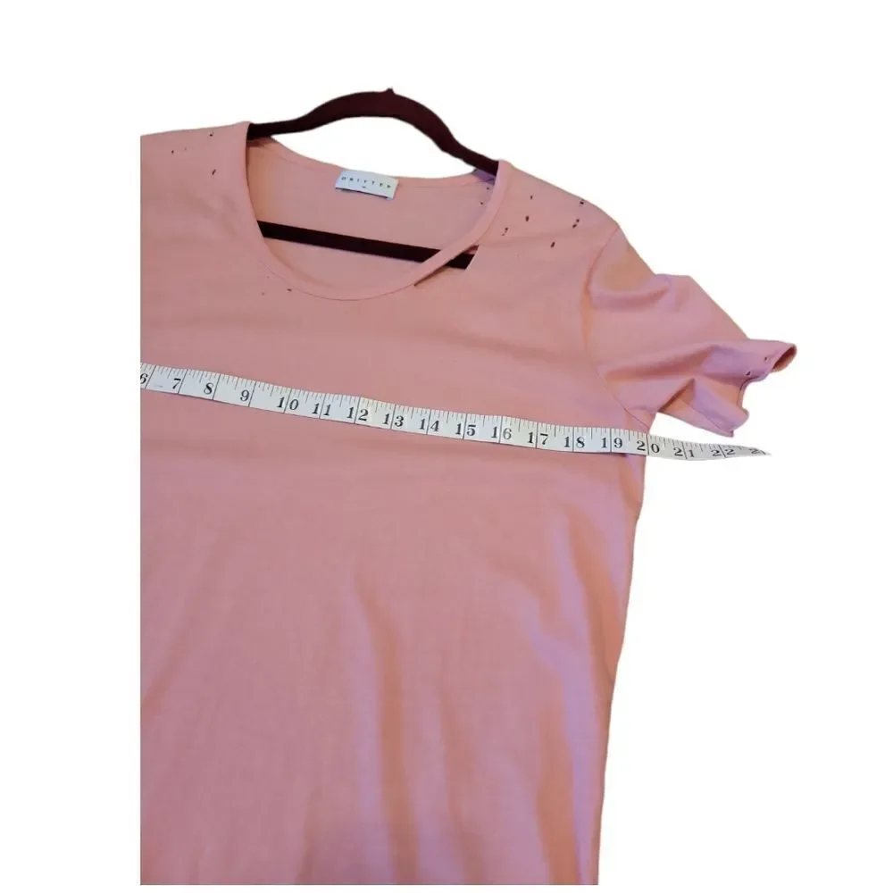 NWOT Drifter Dusty Pink Mauve Distressed Shredded Short Sleeve Top t-shirt M - Picture 9 of 13